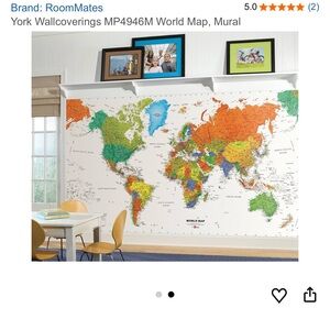 World Map Mural - Multicolor by York Wallcoverings